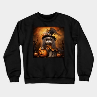 Brown Shih Tzu Halloween Crewneck Sweatshirt